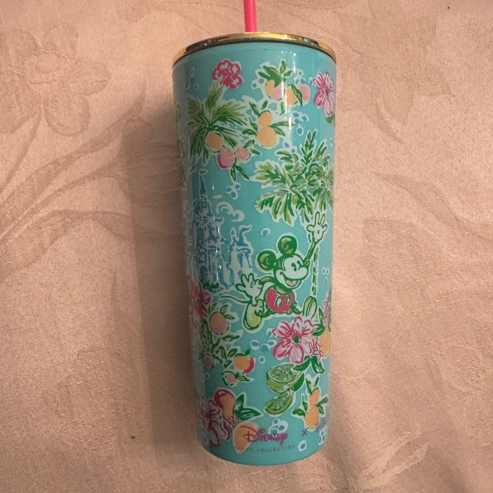 Lilly Pulitzer Disney Cup with straw